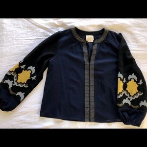 Vanessa Virginia embroidered sleeve blouse
